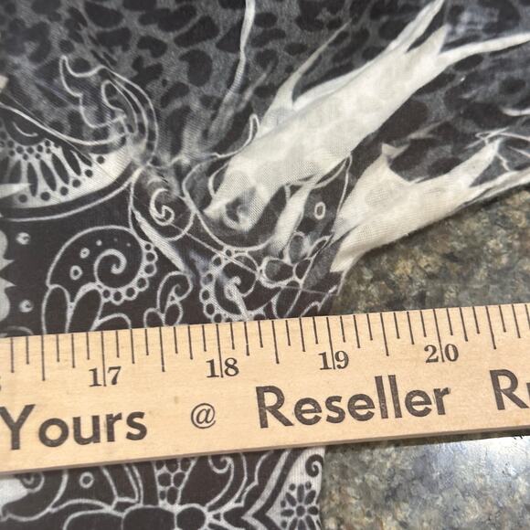 BLEU Tunic Top Size L Gray Long Sleeve Boho Paisley Grunge Fairy Made in USA - Picture 6 of 8